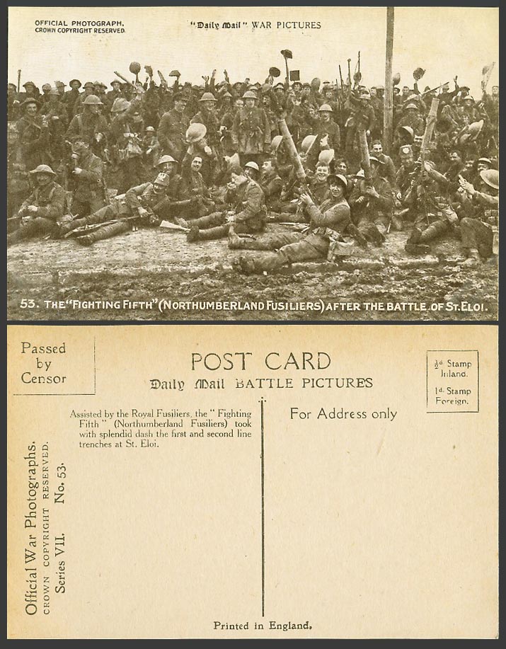 WW1 Daily Mail Old Postcard Fight 5th Northumberland Fusiliers Battle St Eloi 53
