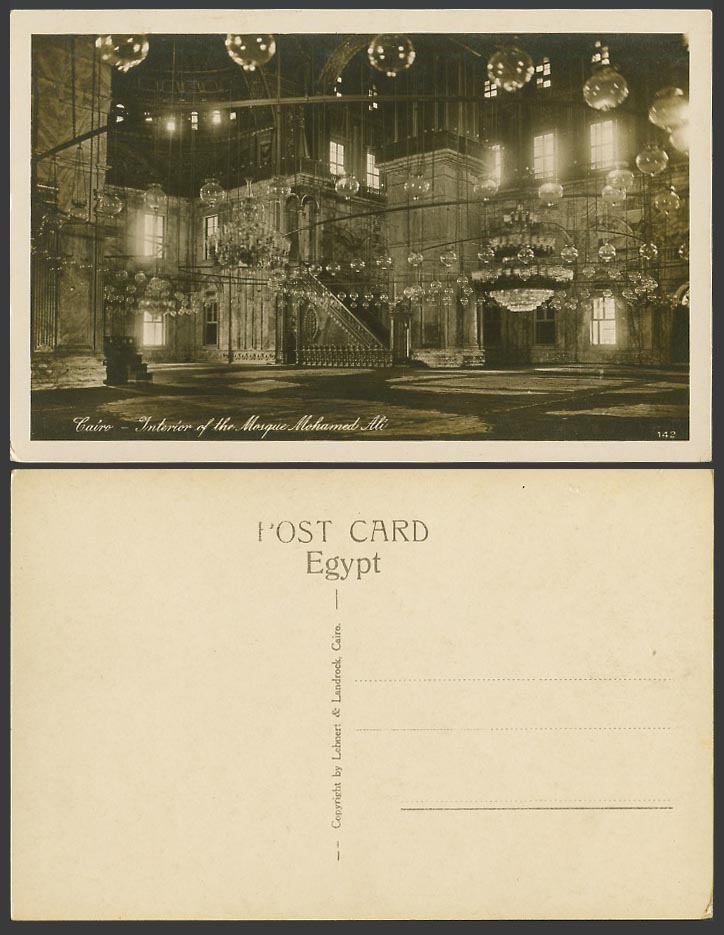 Egypt Old Real Photo Postcard Cairo, Interior of Mosque Mohamed Ali, L. & L. 142