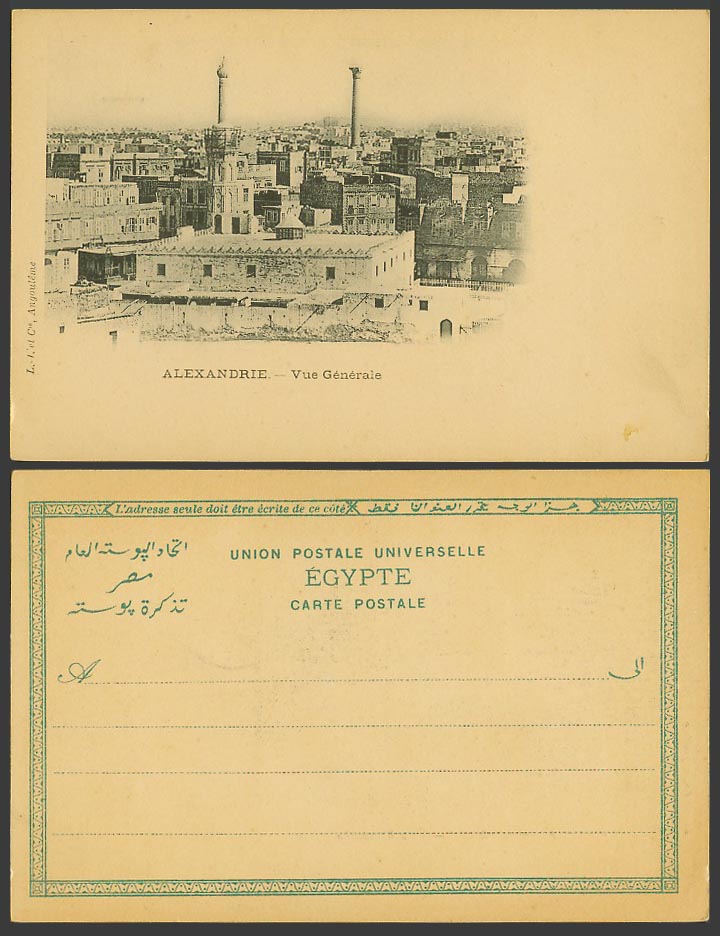Egypt Old UB Postcard Alexandrie Vue generale Alexandria General View L J et Cie