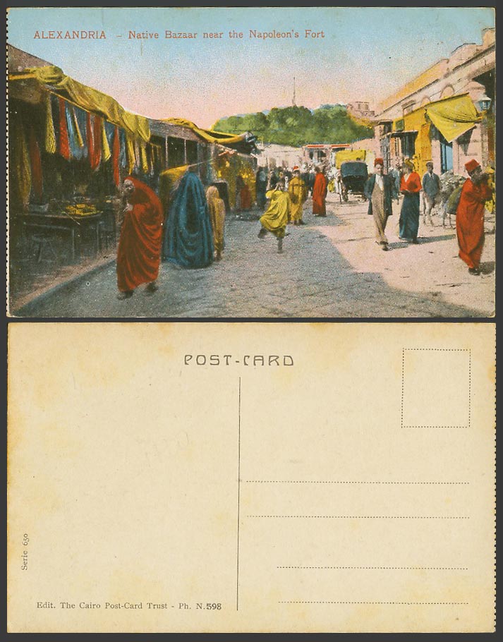 Egypt Old Colour Postcard Alexandria Native Bazaar near The Napoleon Fort Street