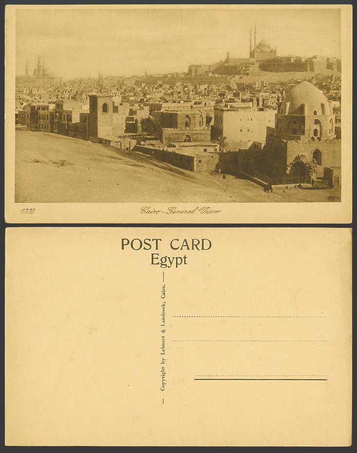 Egypt Old Postcard Le Caire Cairo General View showing Citadel Citadelle No.1002