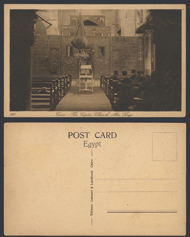 Egypt Old Postcard Le Caire Cairo, The Coptic Church Interior Abu Serge L&L 1111