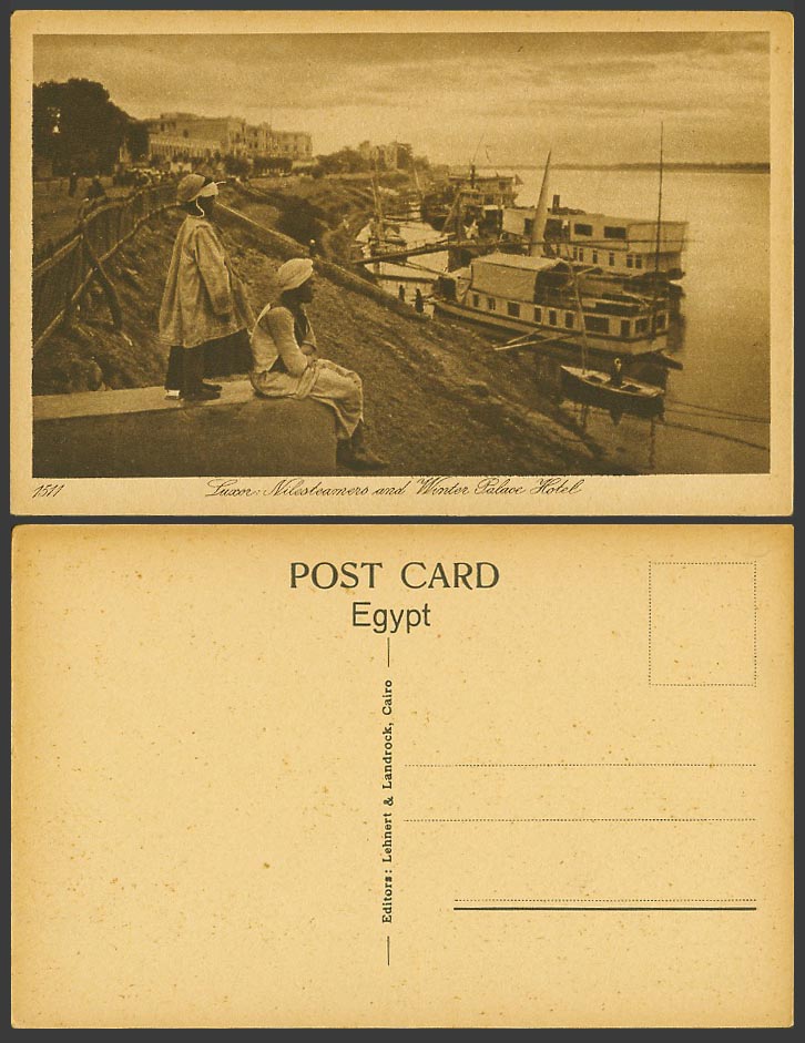 Egypt Old Postcard Luxor Nile Steamers Boats, Winter Palace Hotel Louxor Louqsor