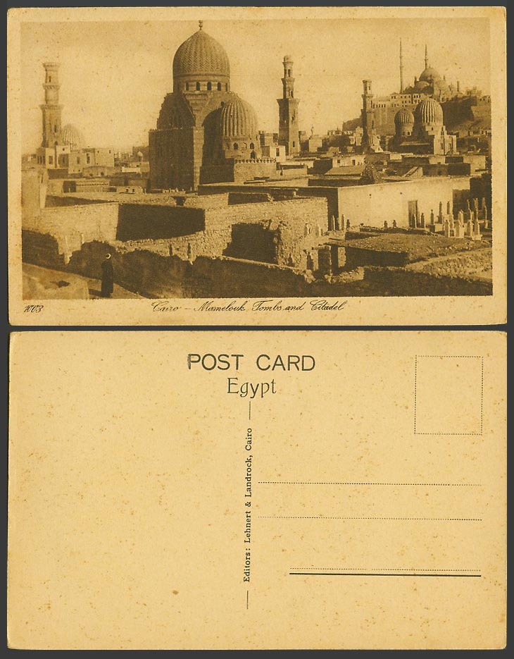 Egypt Old Postcard Cairo Mamelouks Tombs and Citadel Citadelle Le Caire No. 1003