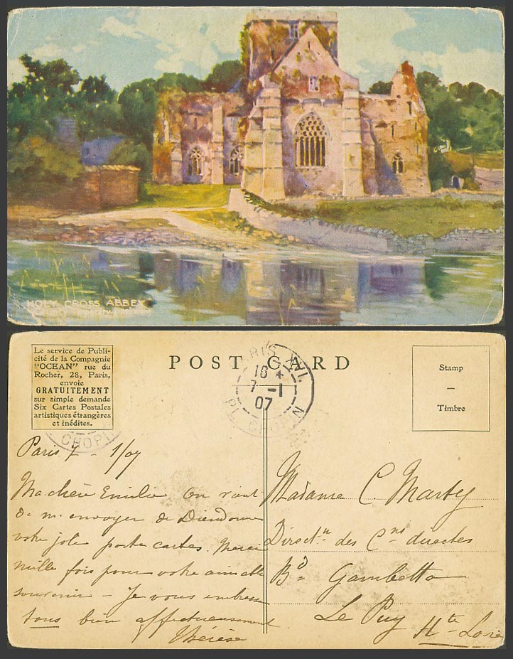 Ireland Old Colour Postcard Holy Cross Abbey, Church Ruins, County Co. Tipperary