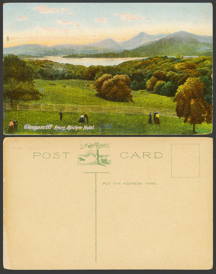 Ireland Co. Cork Old Colour Postcard Glengarriff from Roches Hotel Hill Panorama