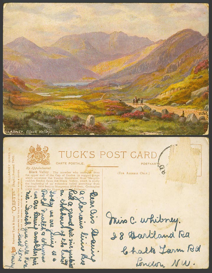 Ireland Old Tuck's Oilette Postcard Black Valley, Killarney Kerry, Gap of Dunloe