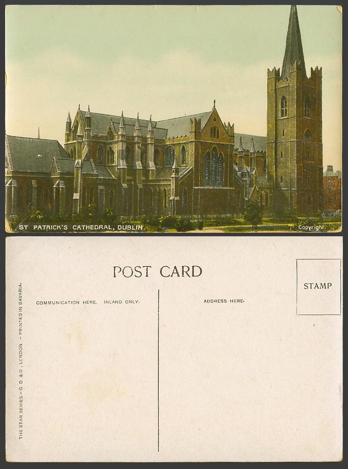 Ireland Old Colour Postcard St. Patrick's Cathedral Church Co Dublin Star Series