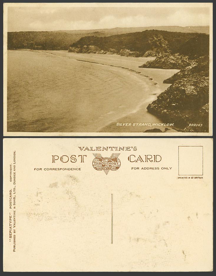 Ireland Irish Old Postcard SILVER STRAND Beach Co. Wicklow Seaside Panorama