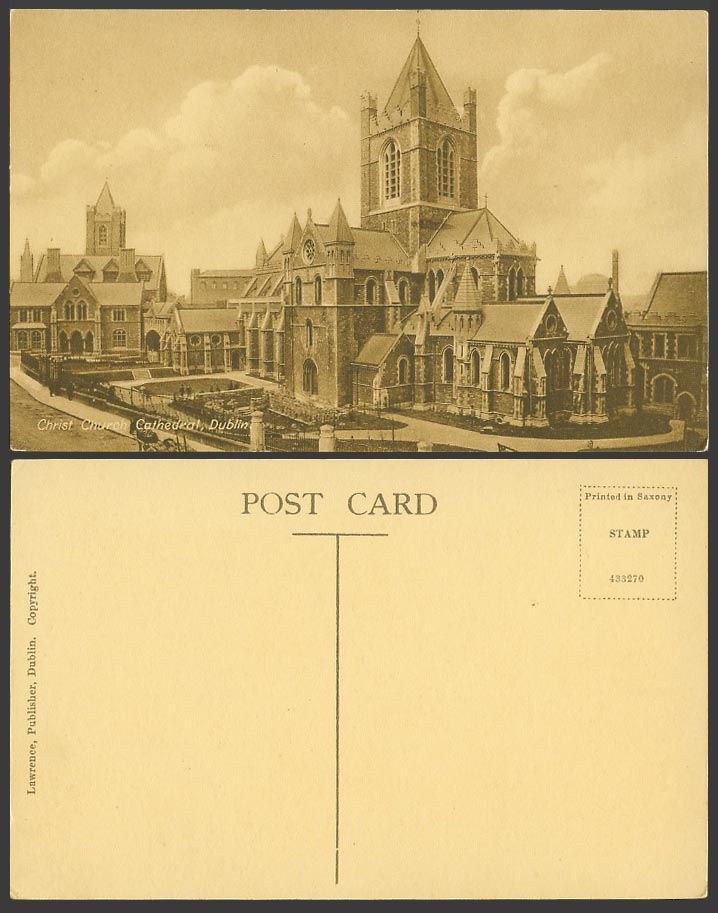 Ireland Old Postcard Christchurch Christ Church Cathedral Dublin, Gardens Street