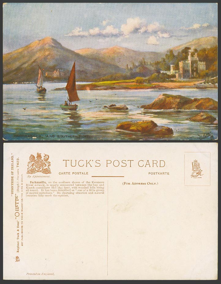 Ireland Old Tuck's Oilette Postcard Parknasilla Kenmare River Estuary Co. Kerry