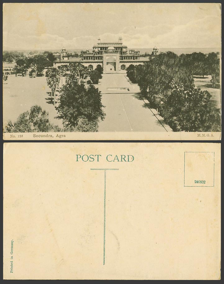 India Old Postcard Secundra, Agra, Mausoleum of Akbar Akbar's Tomb, General View
