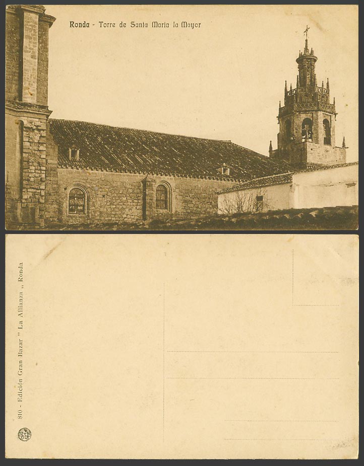 Spain Old Postcard Ronda, Torre de Santa Maria la Mayor, Church Cathedral Tower
