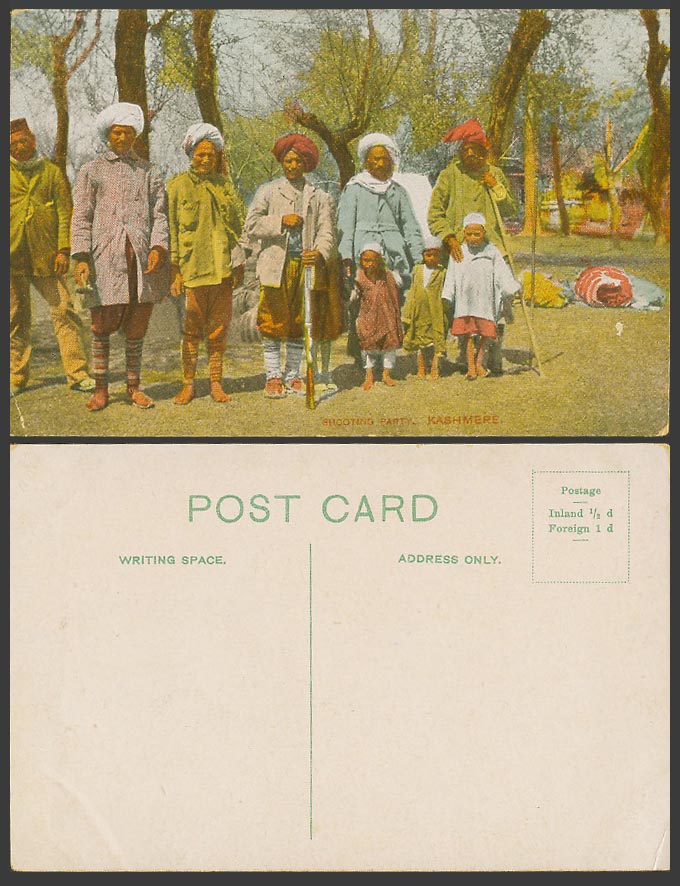 Pakistan India Old Postcard A SHOOTING PARTY KASHMERE Native Hunters Hunting Gun