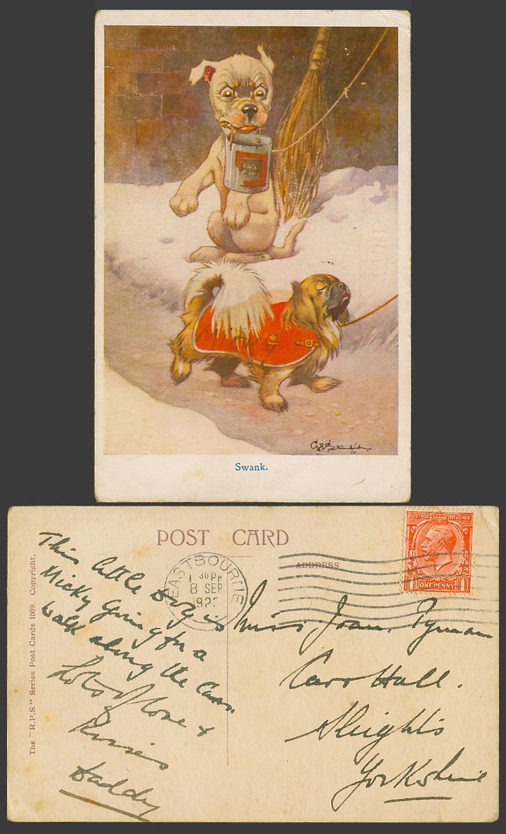 BONZO Dog Yorkshire Terrier GE Studdy 1923 Old Postcard SWANK. Dogs Puppies 1009