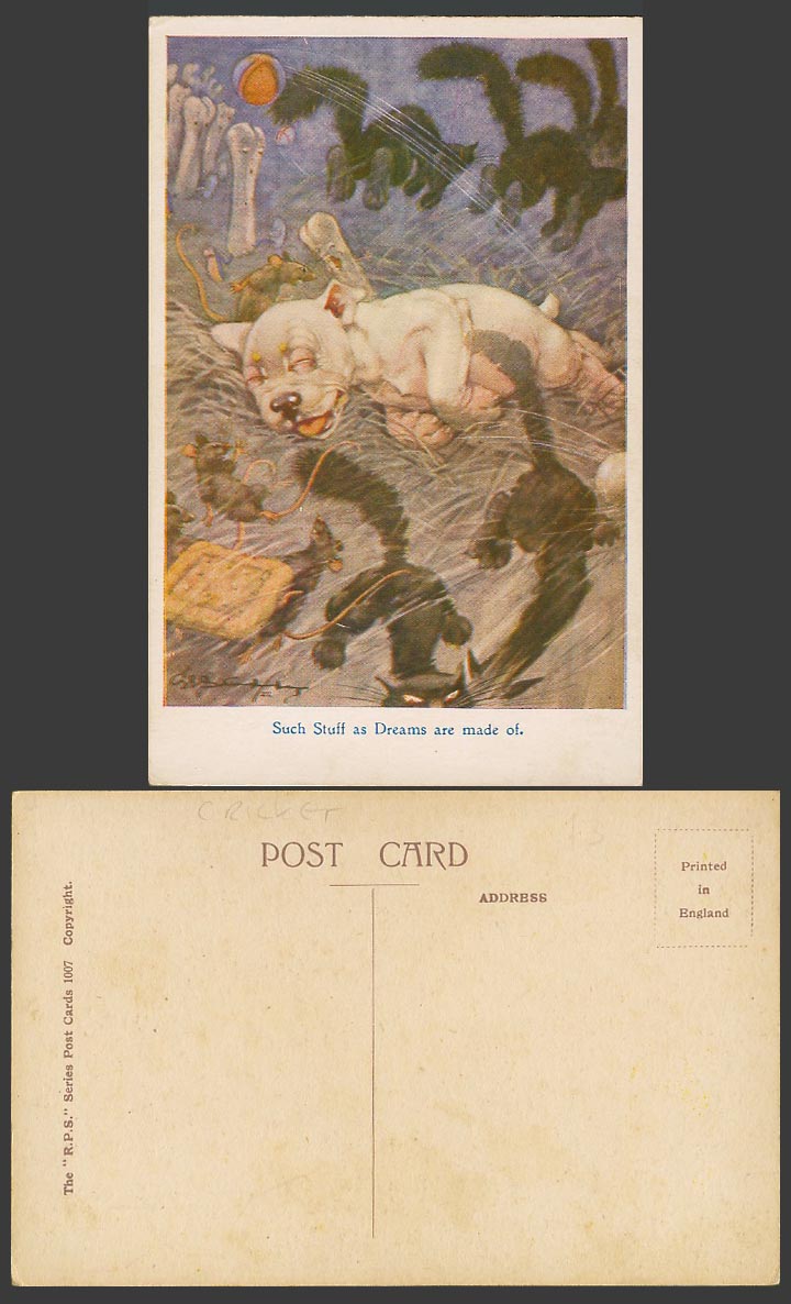 BONZO DOG GE Studdy 1920 Old Postcard Such Stuff as Dreams are Made Of Cats 1007