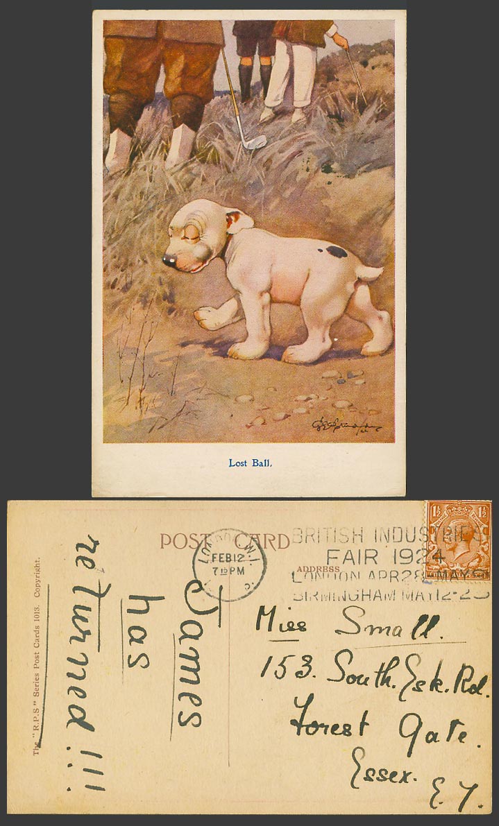 BONZO DOG GE Studdy 1924 Old Postcard LOST BALL. Golf Golfing Golfers Sport 1013