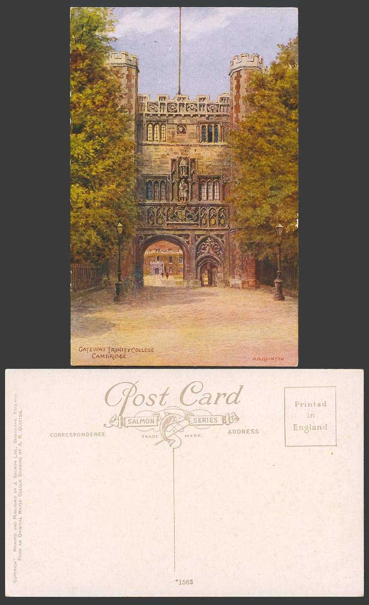 A.R. Quinton Old Postcard Gate Gateway Trinity College Cambridge Tower No. 1563