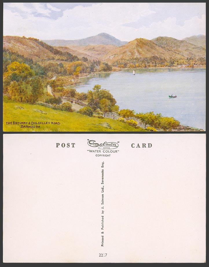 A.R. Quinton Old Postcard The Estuary Barmouth Panorama Boats Hills ARQ No. 2227