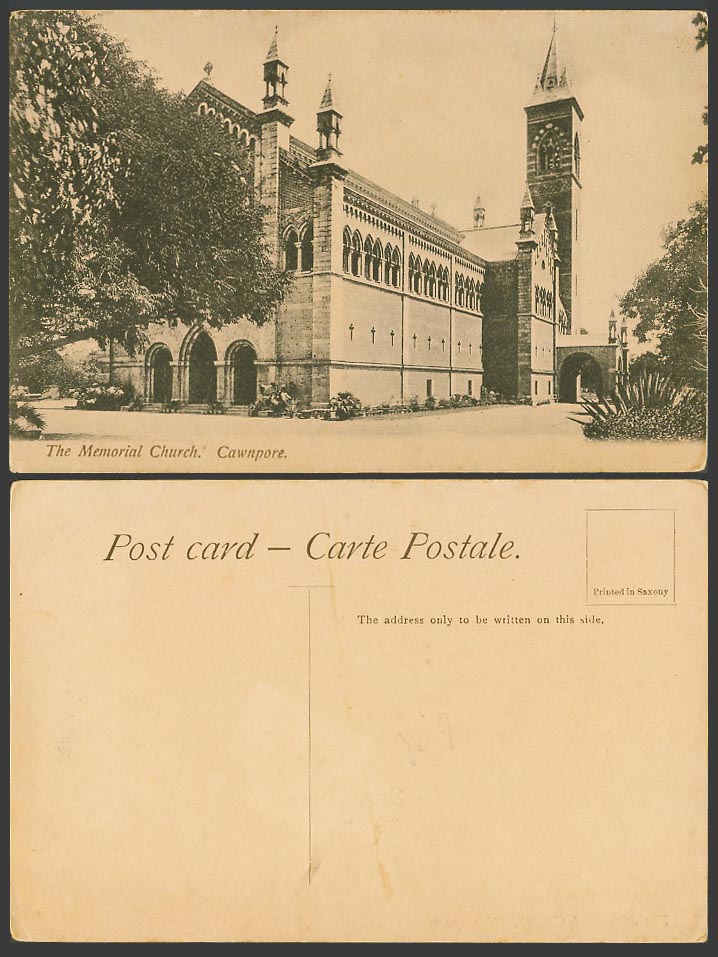 India Old Postcard The Memorial Church Cawnpore Kanpur, Arch Arches Gates, Tower