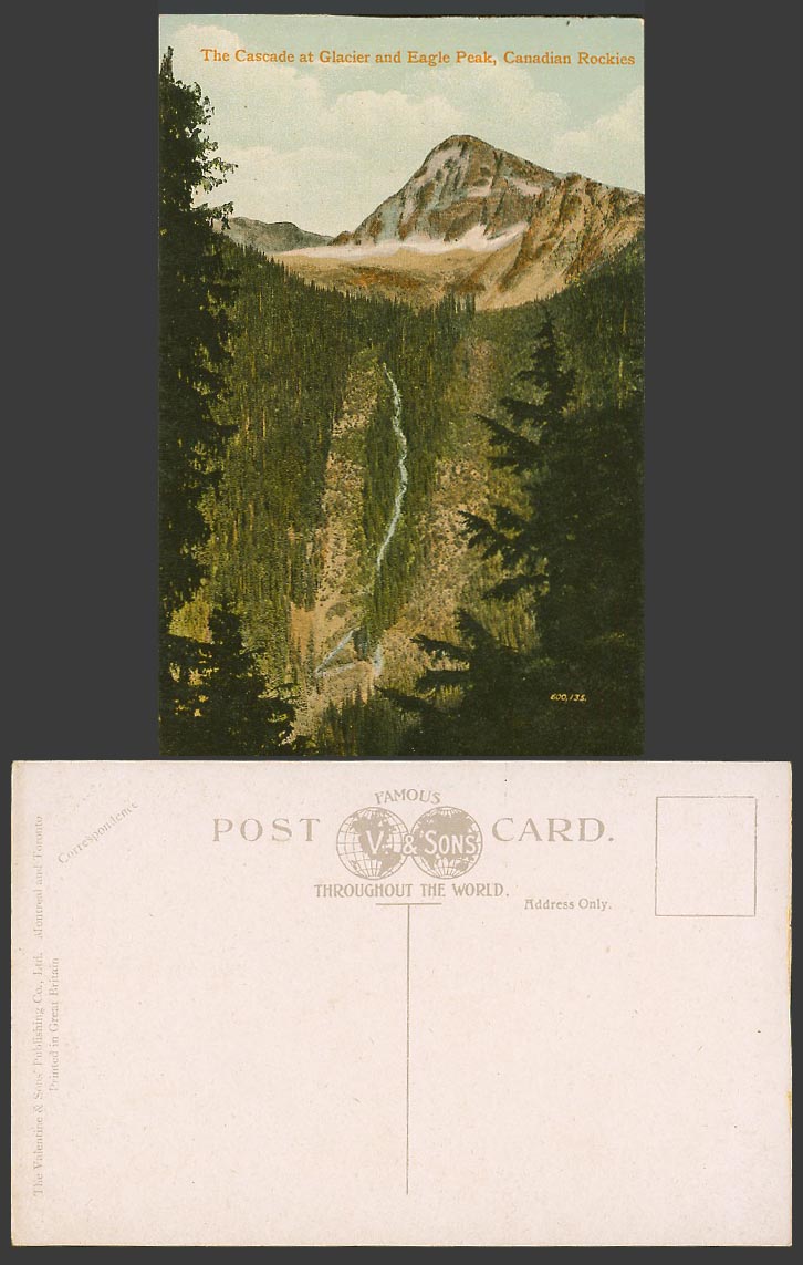 Canada Old Colour Postcard The Cascade at Glacier & Eagle Peak, Canadian Rockies