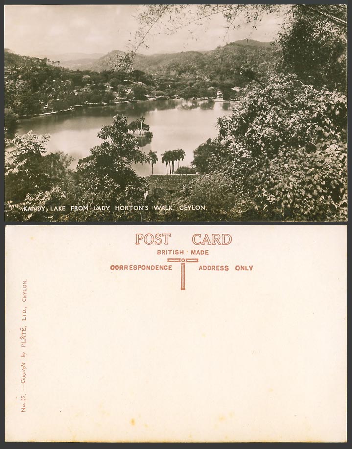 Ceylon Old Real Photo Postcard Kandy Lake from Lady Horton's Walk Panorama Plate