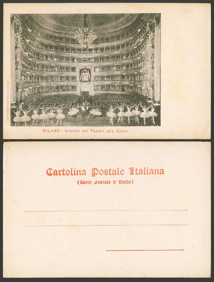 Italy Old Postcard Milan Milano Scala Theatre Interior Ballet Dancers Ballerinas
