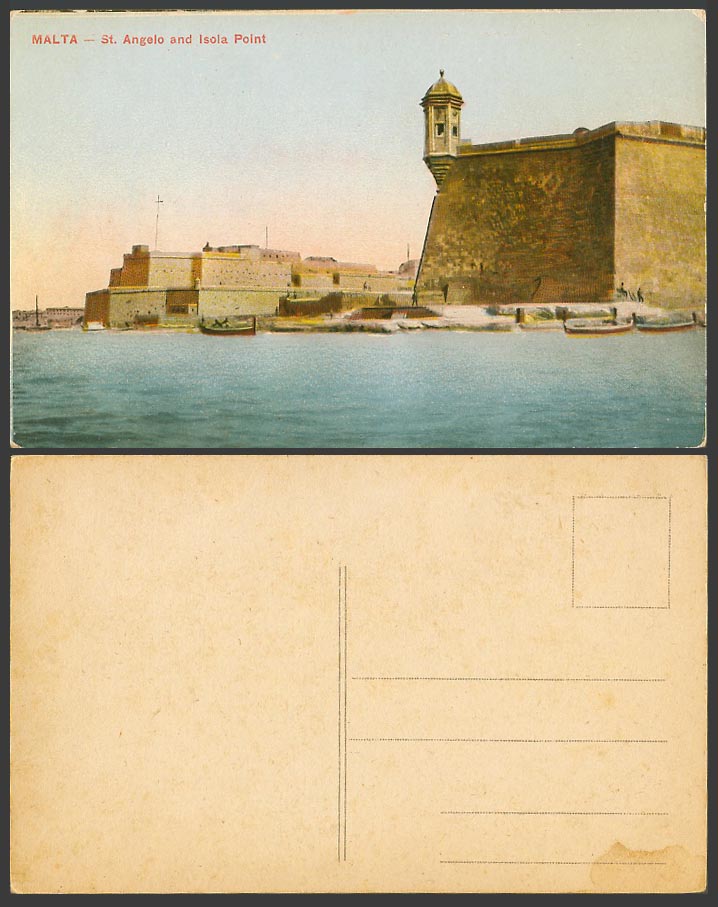 Malta Old Colour Postcard ST. ANGELO, ISOLA POINT DGHAISA Maltese Boats Panorama