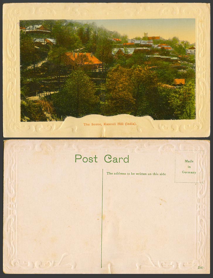 India Old Embossed Colour Postcard The Scene, Kasauli Kasouli Hill, Houses N.240
