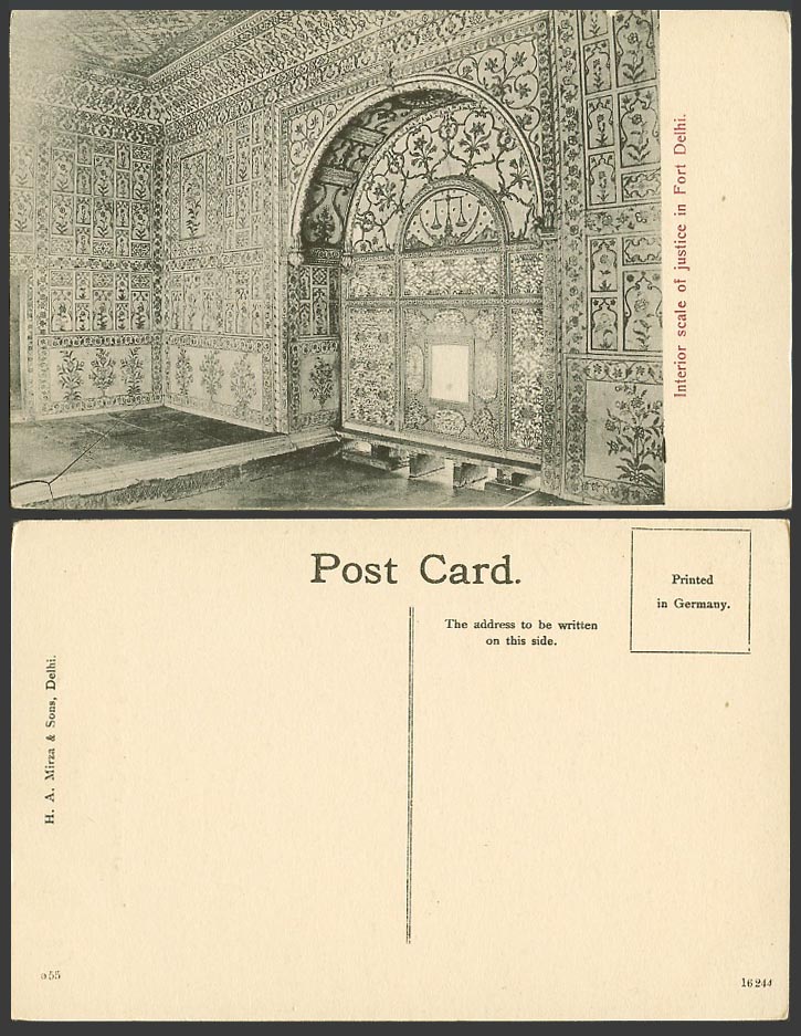 India Old Postcard Interior Scale of Justice in Fort Delhi, by Emperor Shahjahan