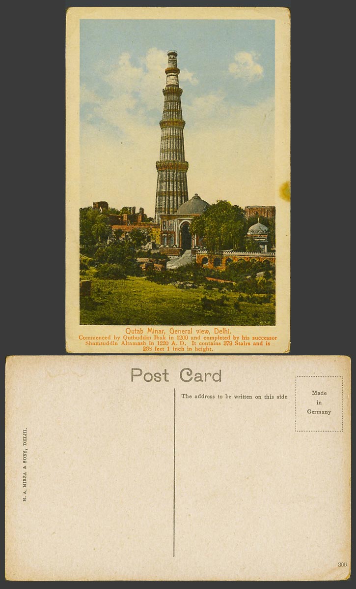 India Old Colour Postcard Delhi, Qutab Kutab Kutub Minar Tower General View 306