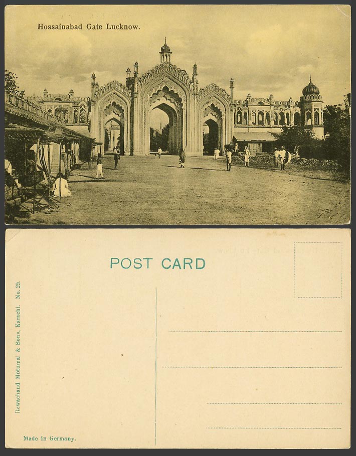 India Old Postcard Hoosainabad Hossainabad Gate Lucknow Street Scene Gates No.29