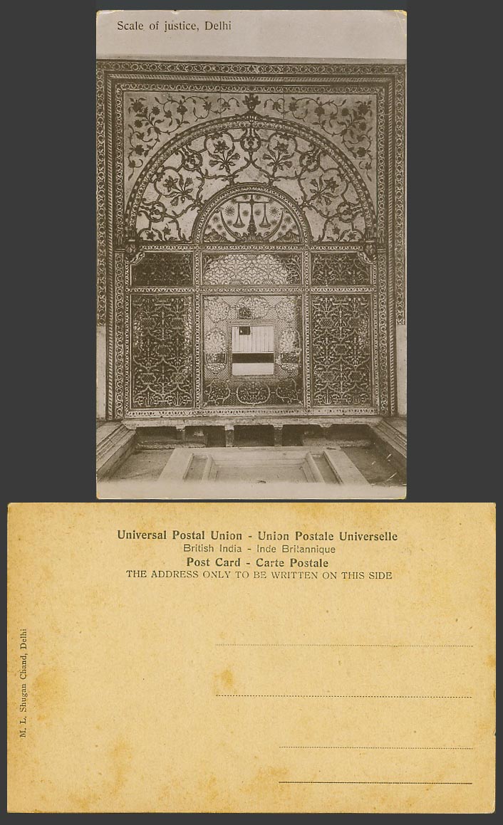 India Old Real Photo Postcard Scales of Justice in Audience Hall, The Fort Delhi