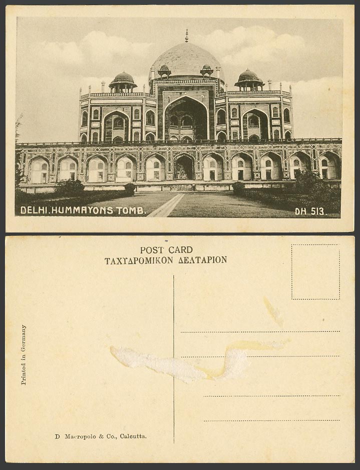 India Old Colour Postcard Delhi Hummayons Tomb Humayun's Tombs D. Macropolo & Co