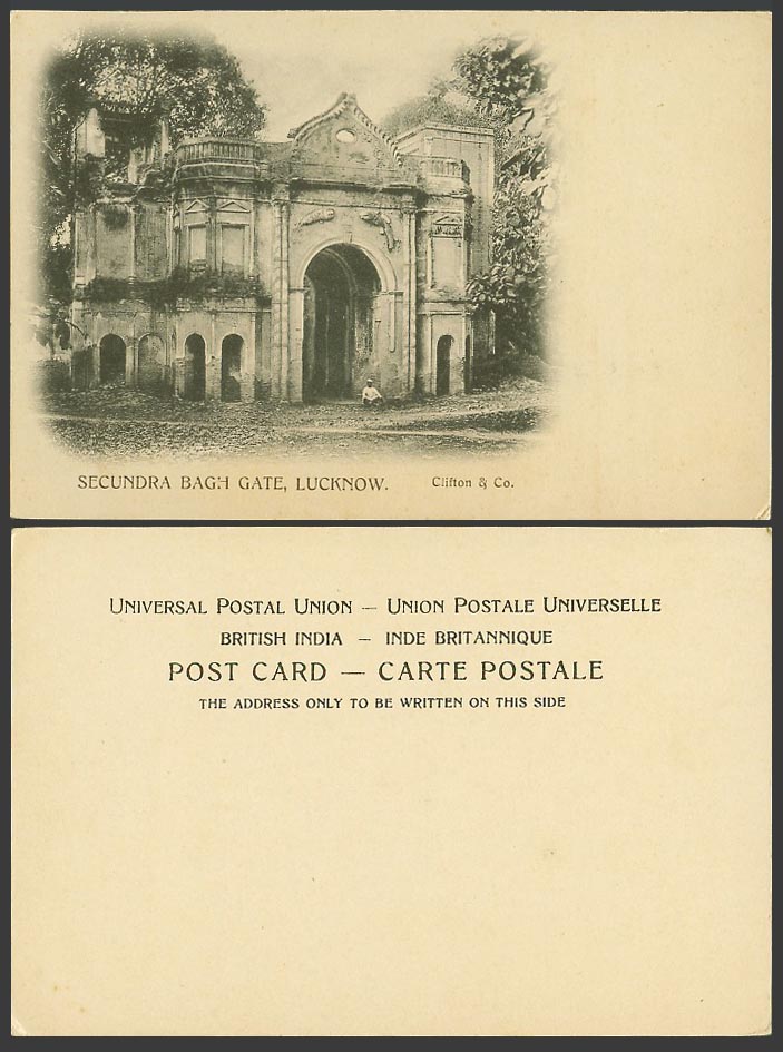 India Old UB Postcard Secundra Bagh Gate Lucknow, Entrance Gateway Clifton & Co.