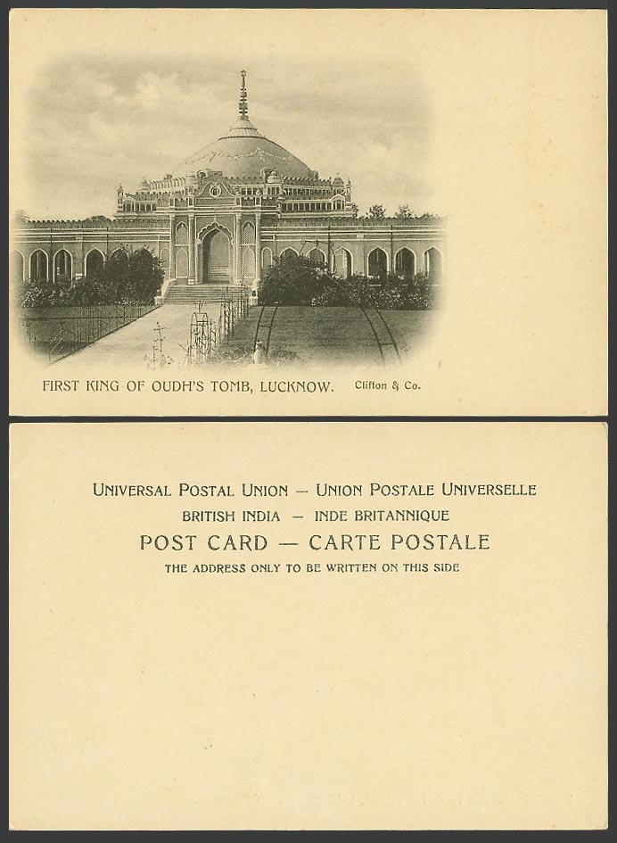India Old UB Postcard The 1st First King of Oudh's Tomb at Lucknow Gate, Clifton