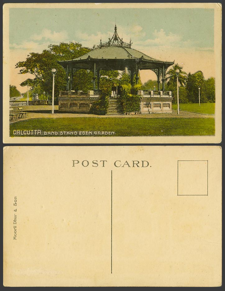 India Old Colour Postcard Bandstand Band Stand Calcutta Eden Gardens, Garden 119