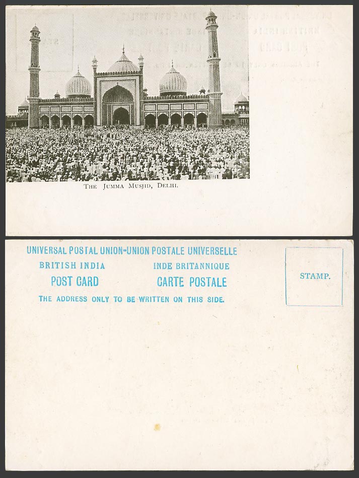 India Old Postcard The Jumma Musjid, Delhi, Friday Prayer Meeting, Crowd, Mosque