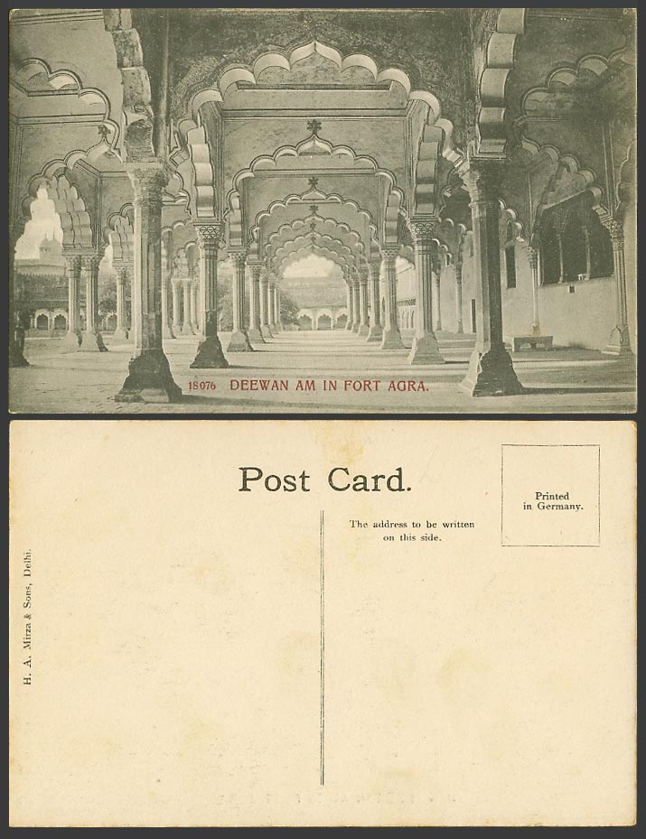India Old Postcard DEEWAN AM in FORT AGRA Interior Arch Arches H.A. Mirza & Sons