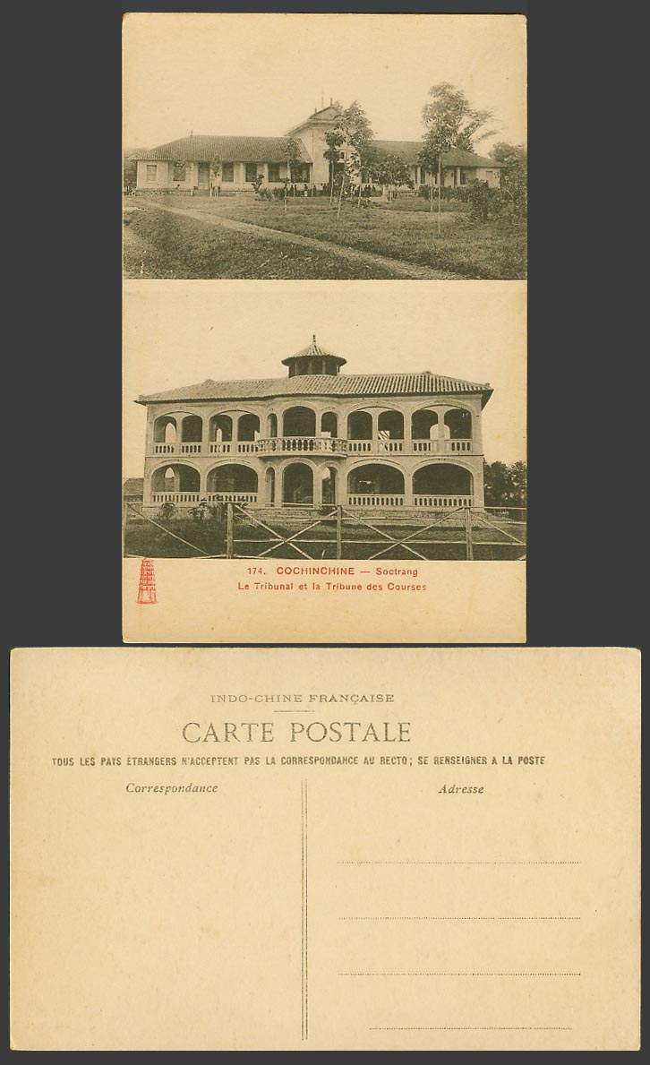 Indo-China Old Postcard Cochinchine Soctrang Tribunal Tribune des Courses, Court