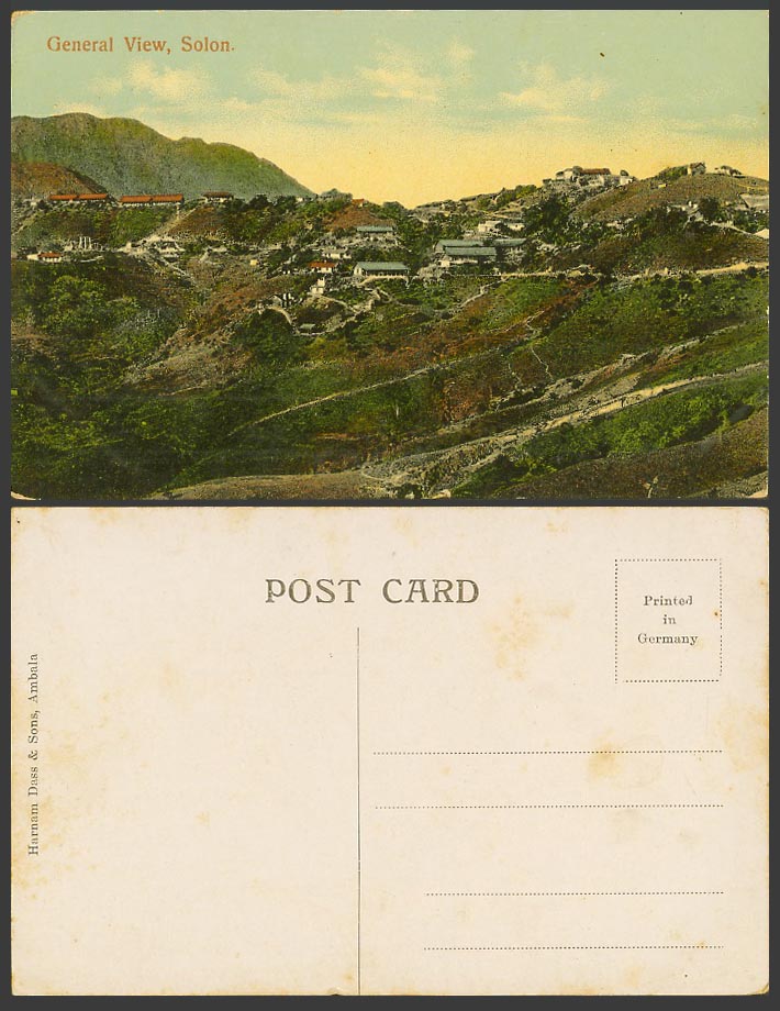 India Old Colour Postcard General View SOLON, Panorama Mountains Houses on Hills