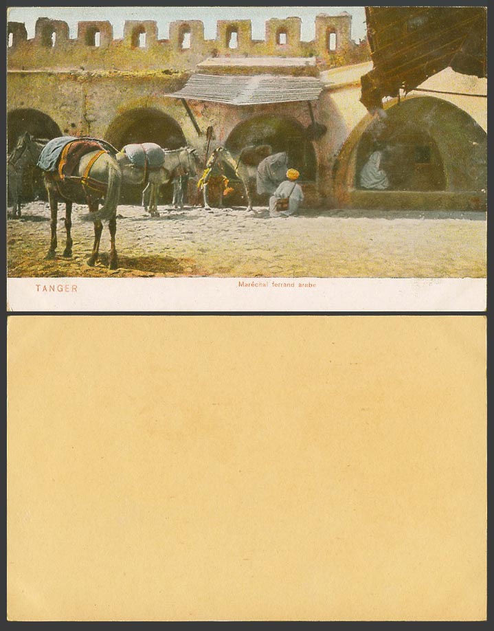 Morocco Old Colour Card Tanger Tangier Marechal Ferrand Arabe, Arab Horse Horses