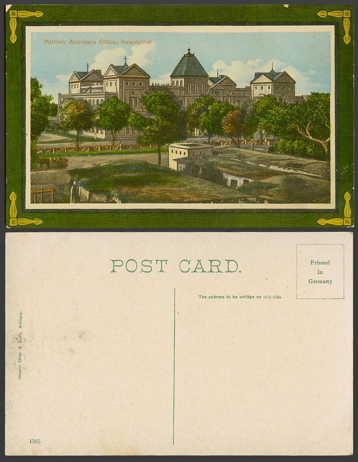 Pakistan Old Colour Postcard Military Accounts Office, Rawalpindi, British India