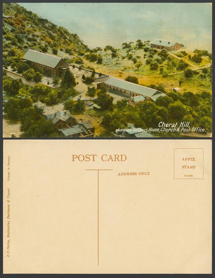 Pakistan Old Colour Postcard Cherat Hill, Shows Soldiers Home Church Post Office