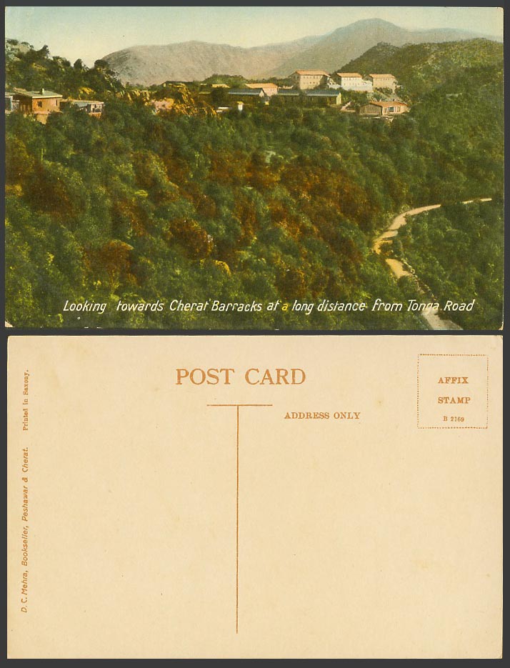 Pakistan Old Postcard towards CHERAT BARRACKS at a Long Distance from TONGA ROAD