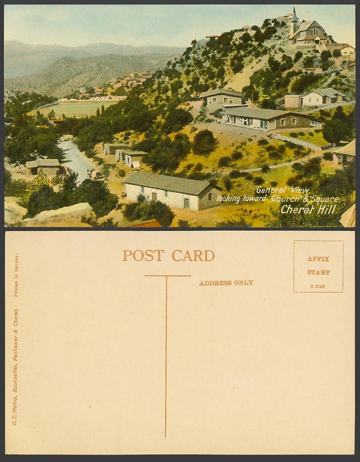 Pakistan Old Postcard CHERAT HILL towards Church & Square, General View Panorama