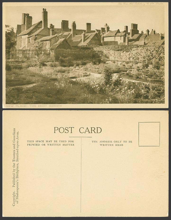 Stratford-on-Avon, Knot Garden, New Place, Shakespeare's Birthplace Old Postcard