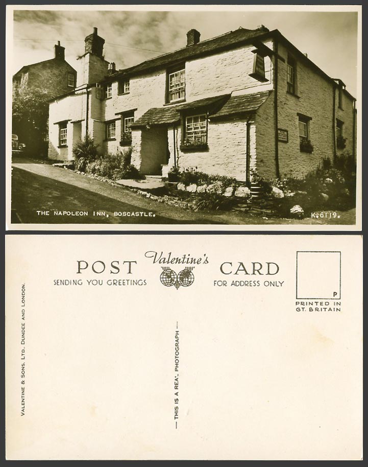 Boscastle, The Napoleon Inn, Hotel, Cornwall Old Real Photo Postcard Valentine's