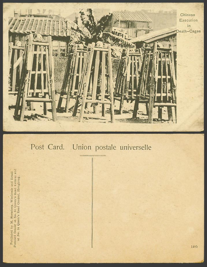 China Hong Kong Old Postcard Chinese Execution in Deathcages DEATH CAGE, Canton