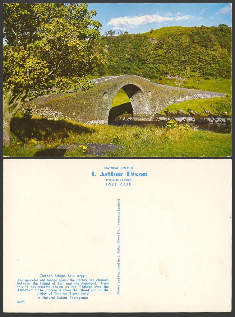 Argyllshire Colour Postcard Clachan Bridge from Tigh an Truish Hotel Seil Argyll